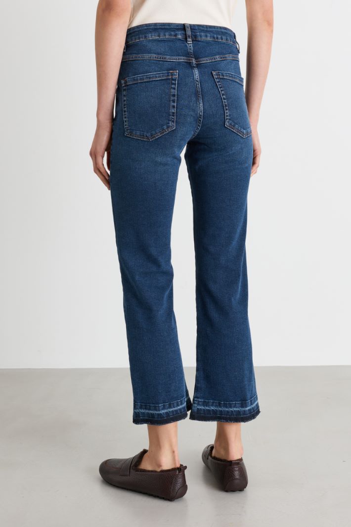 Flare jeans with frayed hem - BLUE - Intrend - 4