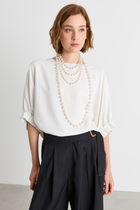 Wide-sleeve cady blouse - Intrend