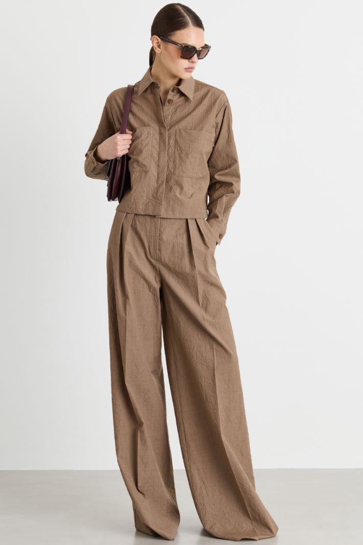 Camicia boxy in tela - CAMMELLO - Intrend