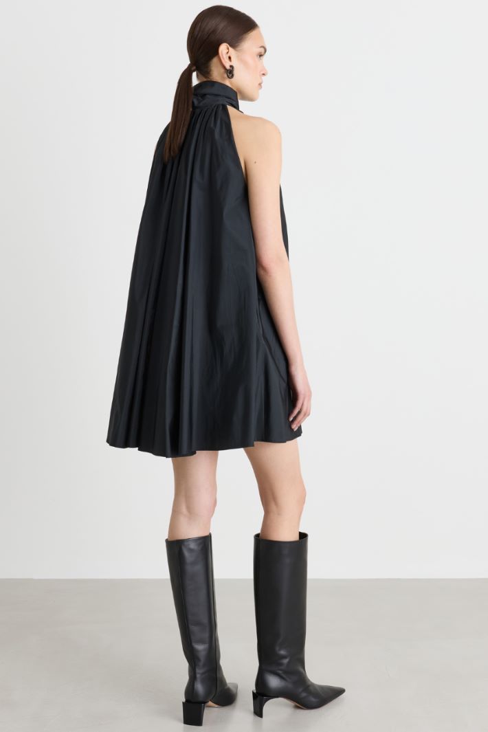 Taffeta dress with bow - BLUE - Intrend - 4