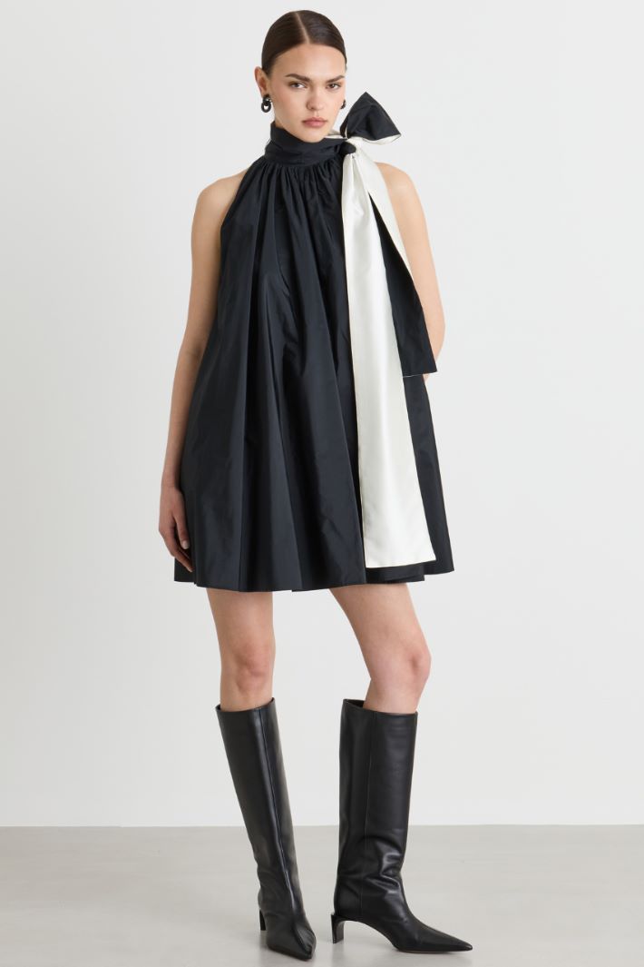 Taffeta dress with bow - BLUE - Intrend - 2