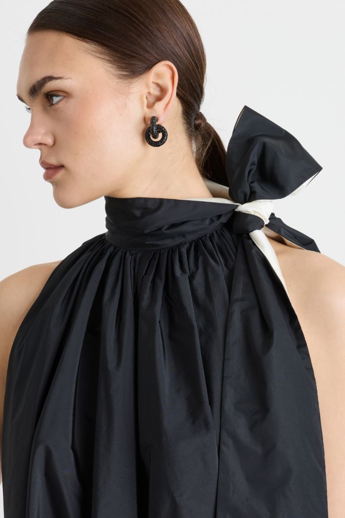 Taffeta dress with bow - BLUE - Intrend - 3
