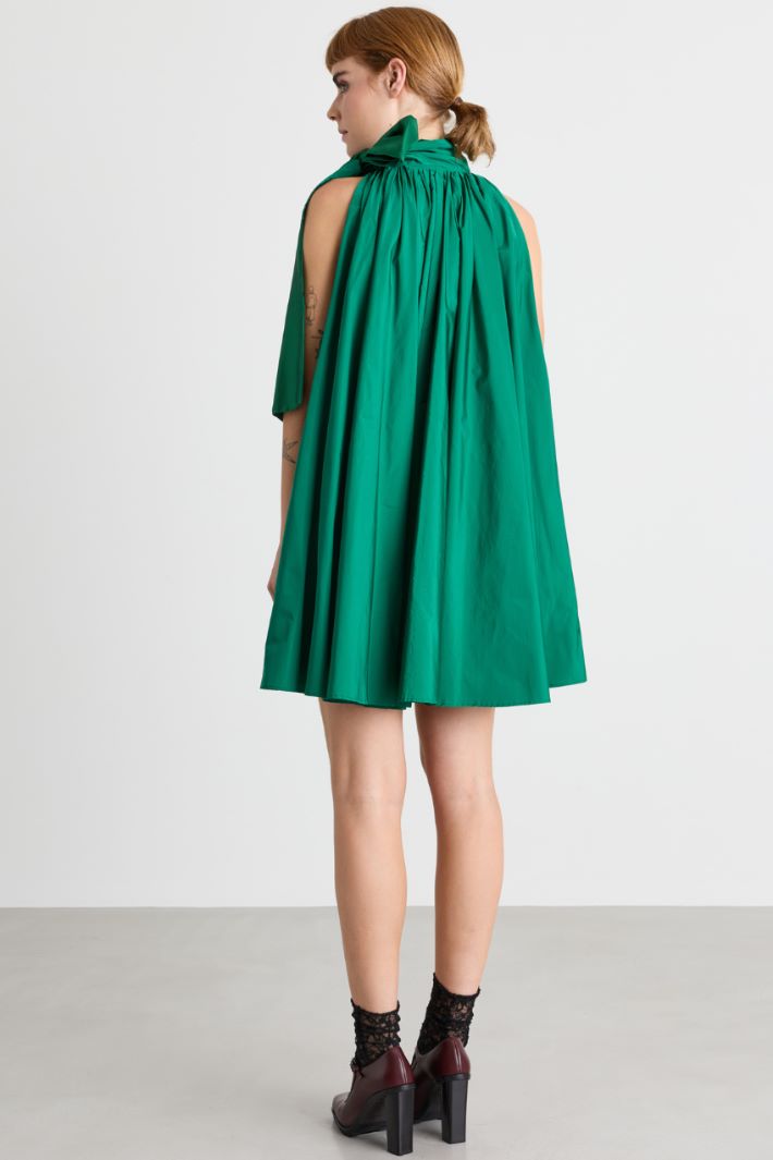 Taffeta dress with bow - GREEN - Intrend - 4