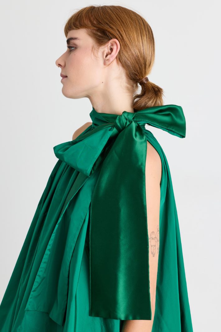 Taffeta dress with bow - GREEN - Intrend - 3
