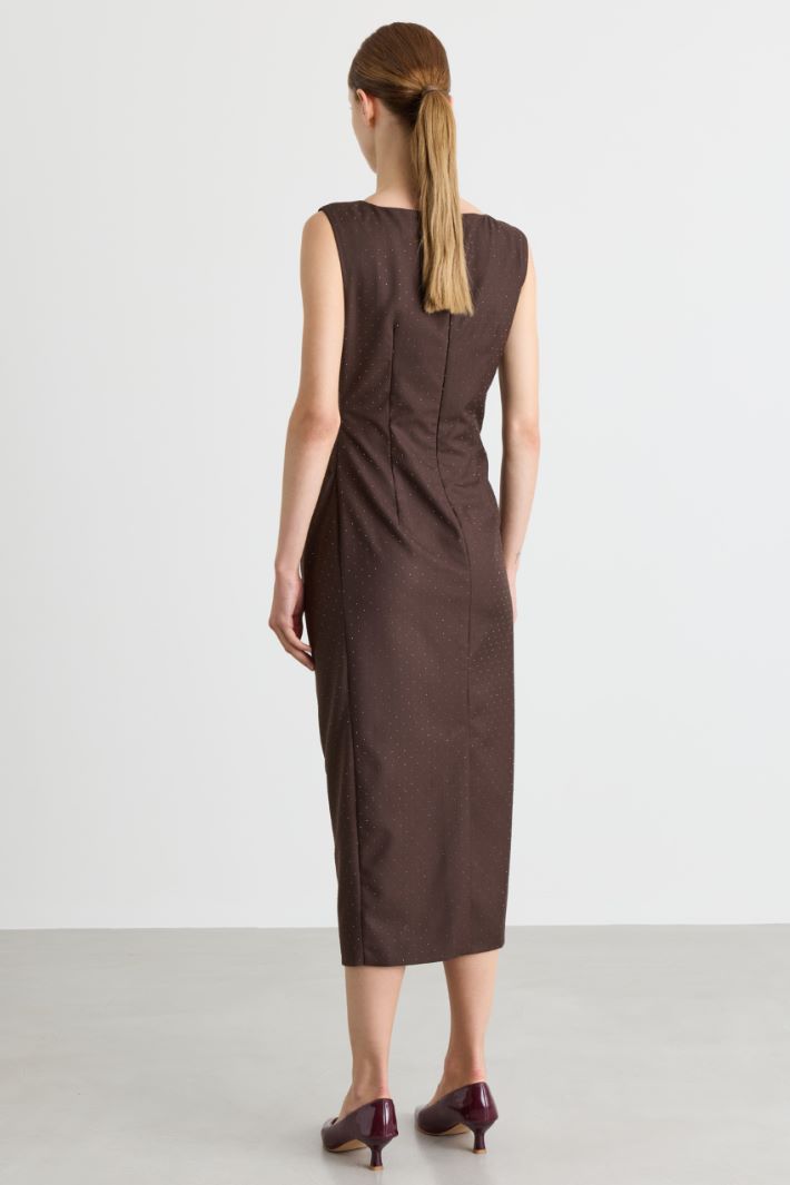 Draped sheath dress - BROWN - Intrend - 4