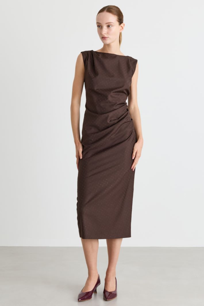 Draped sheath dress - BROWN - Intrend - 2