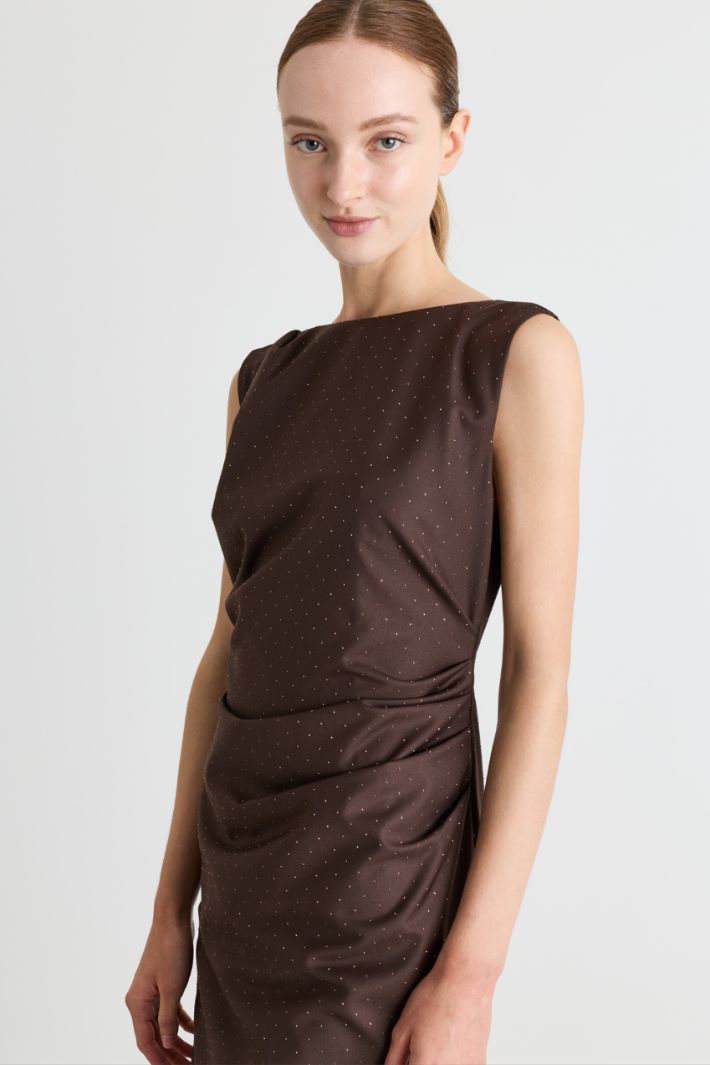 Draped sheath dress - BROWN - Intrend - 3