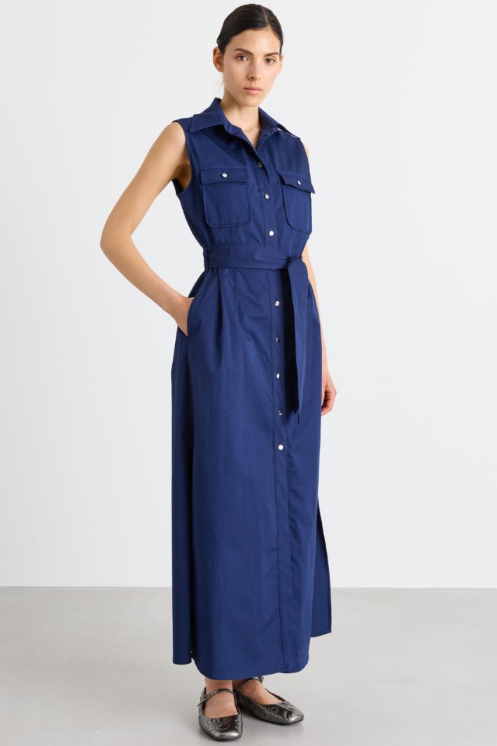 Gabardine shirt dress - BLUE - Intrend - 2