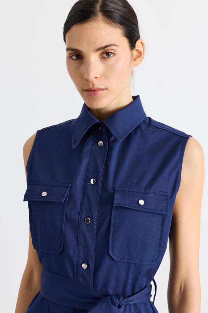 Gabardine shirt dress - BLUE - Intrend - 3