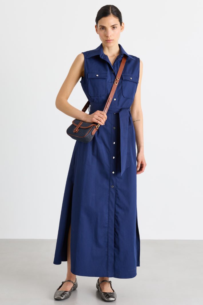 Gabardine shirt dress - BLUE - Intrend