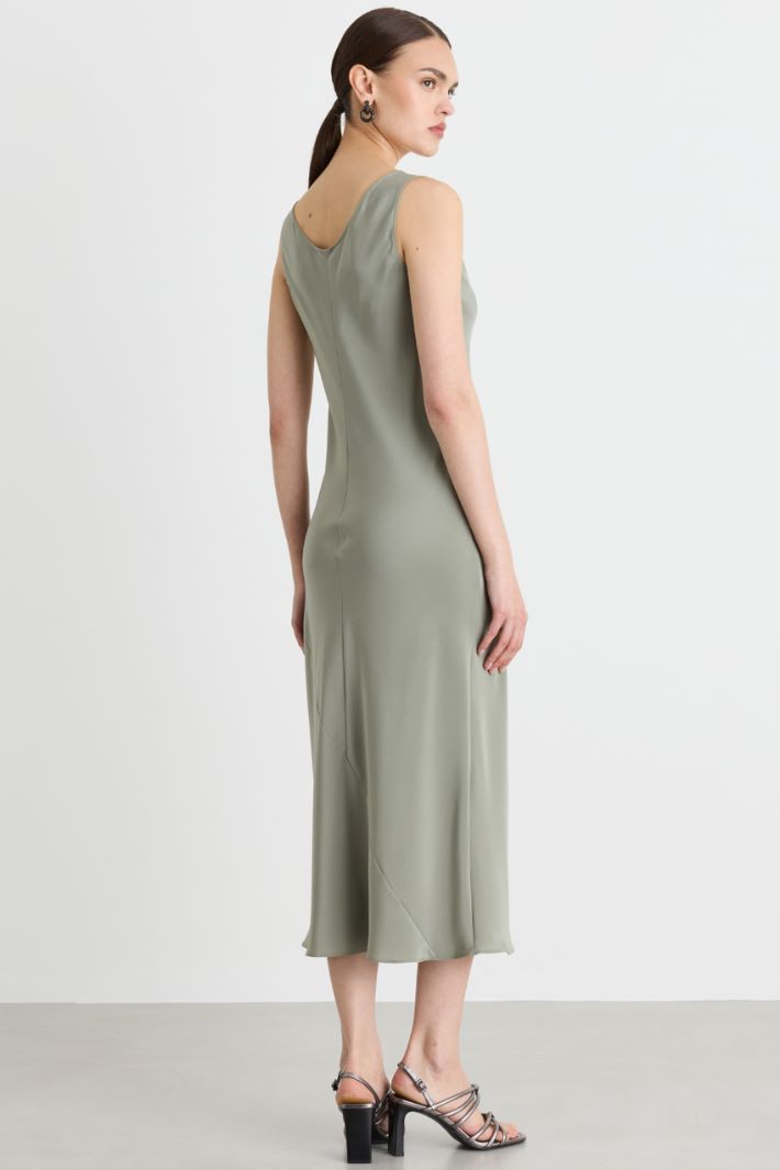 Crepe de chine slip dress - GREEN - Intrend - 4