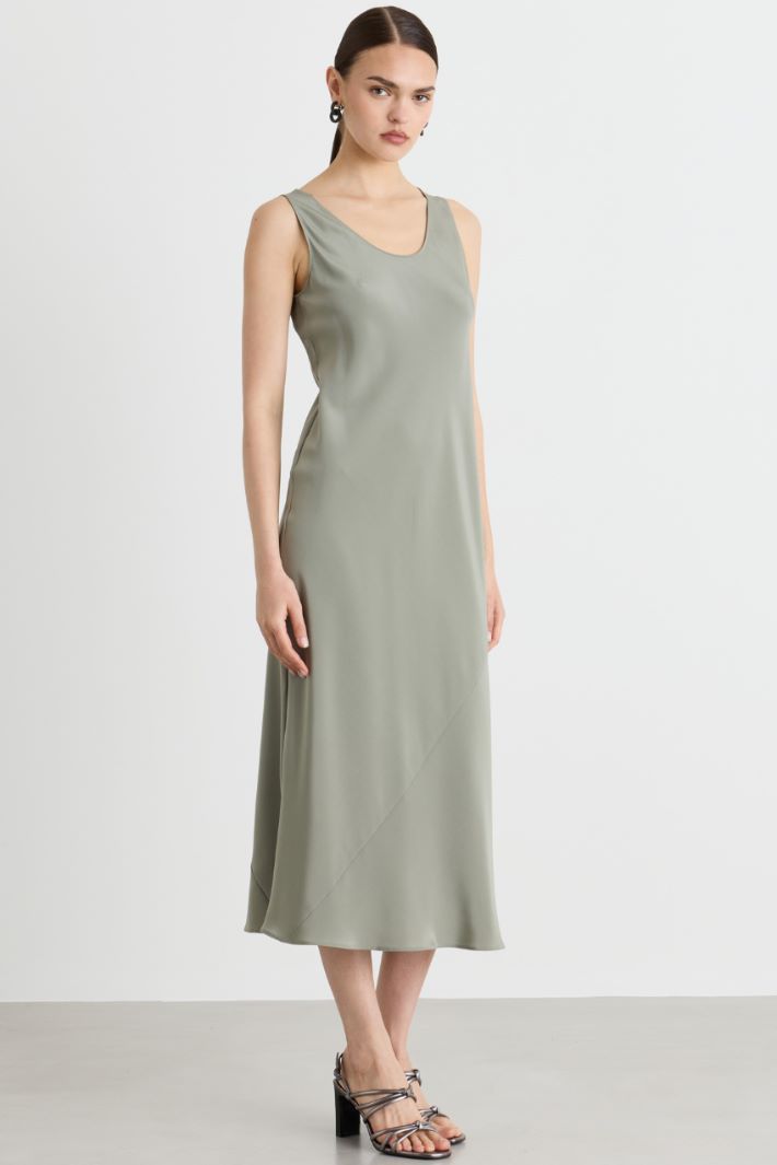 Crepe de chine slip dress - GREEN - Intrend - 2