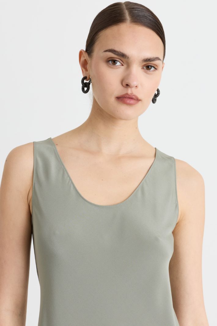 Crepe de chine slip dress - GREEN - Intrend - 3