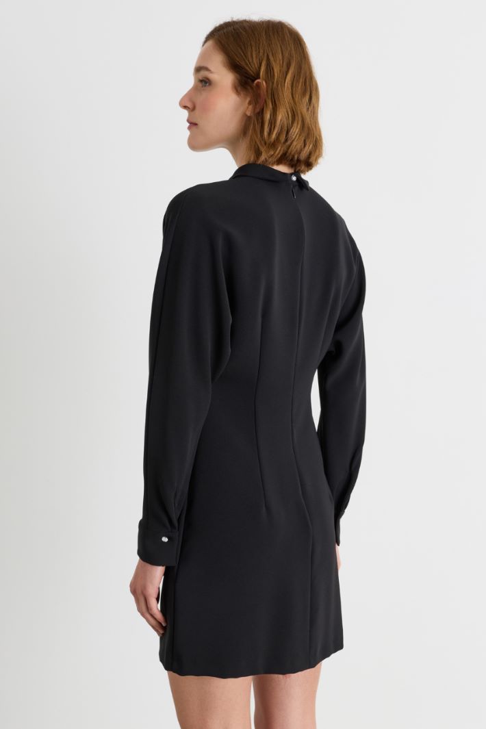 Cady sheath dress with cut-out and jewelled buttons - BLACK - Intrend - 4