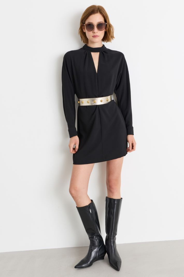 Cady sheath dress with cut-out and jewelled buttons - BLACK - Intrend