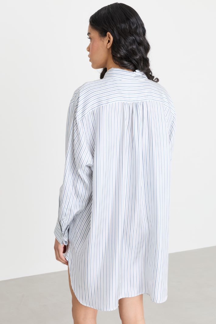 Robe chemise courte en twill - BLEU BLEU CLAIR - Intrend - 4