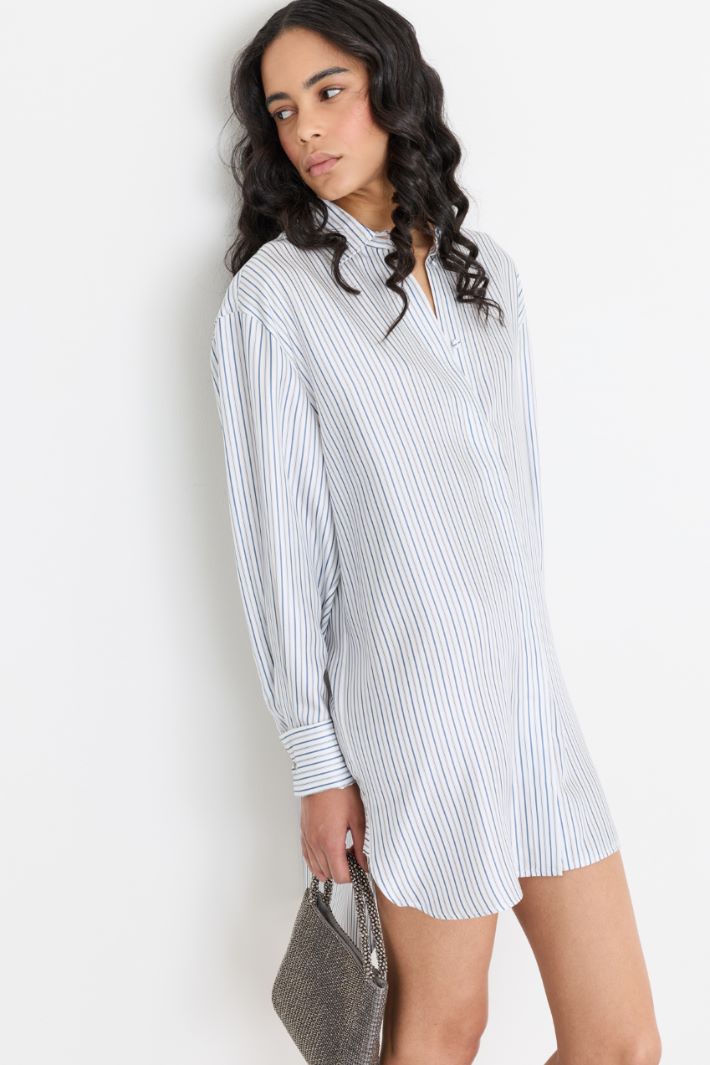 Robe chemise courte en twill - BLEU BLEU CLAIR - Intrend - 2