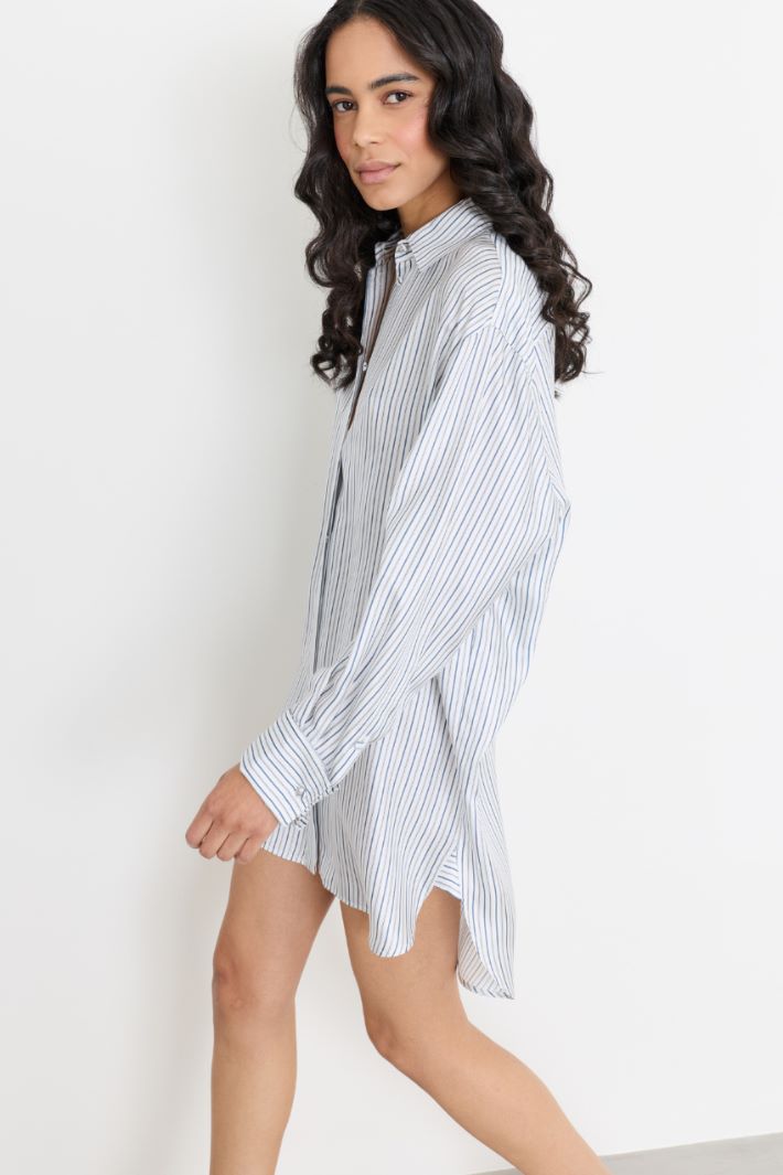 Robe chemise courte en twill - BLEU BLEU CLAIR - Intrend - 3
