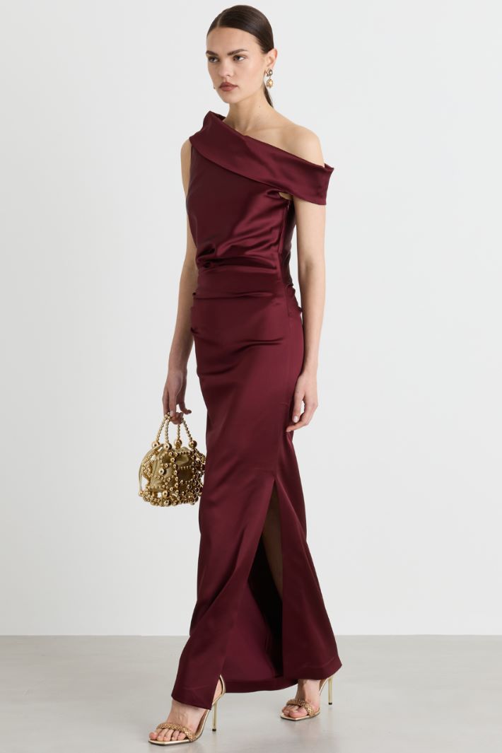 Bardot maxi dress - BORDEAUX - Intrend