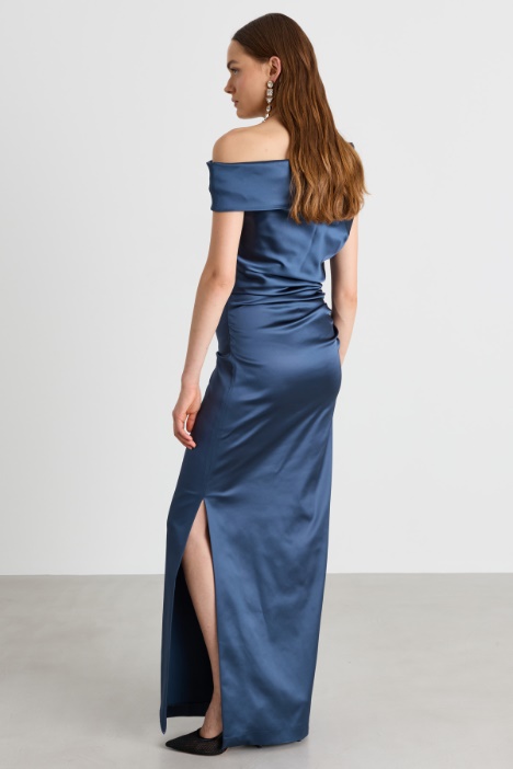 Abito lungo in raso stretch