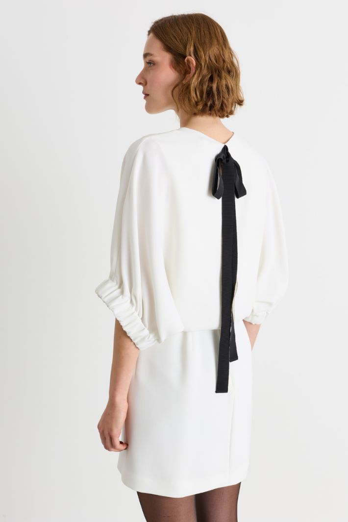 Abito in cady con nastri lunghi - BIANCO - Intrend - 4
