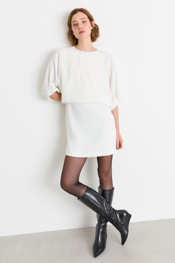 Abito in cady con nastri lunghi - BIANCO - Intrend - 2
