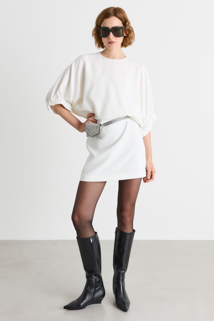 Abito in cady con nastri lunghi - BIANCO - Intrend
