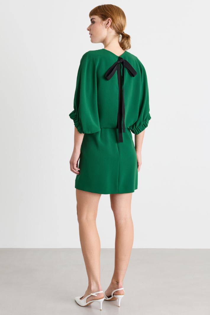 Cady Dress with Grosgrain Ribbon Ties - GREEN - Intrend - 4