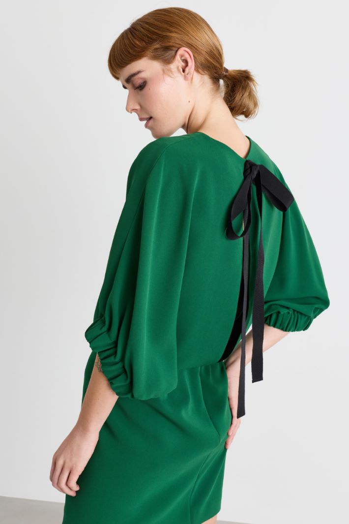 Cady Dress with Grosgrain Ribbon Ties - GREEN - Intrend - 3