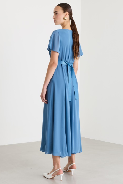 Abito in georgette con cintura bijou