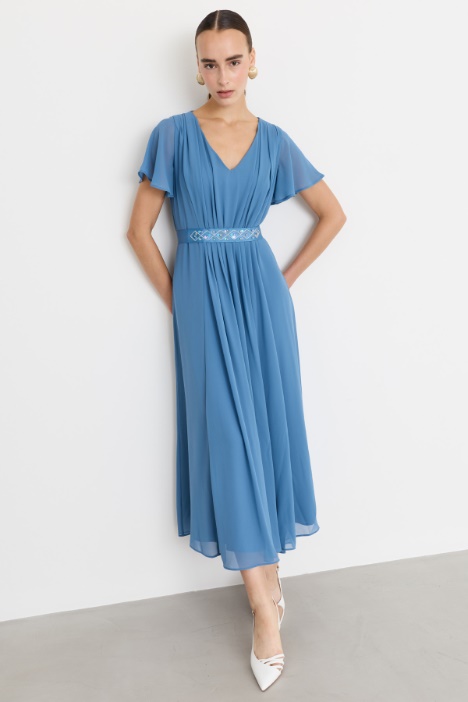 Abito in georgette con cintura bijou