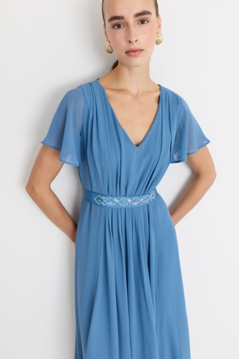 Abito in georgette con cintura bijou