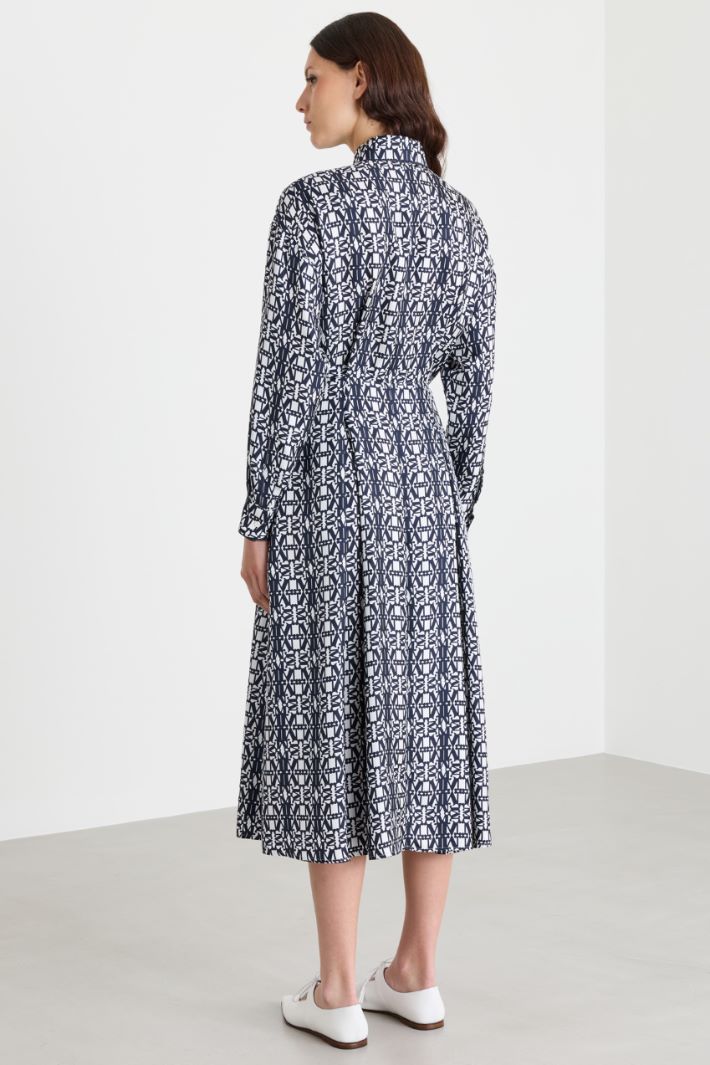 Printed twill shirt dress - BLUE - Intrend - 4
