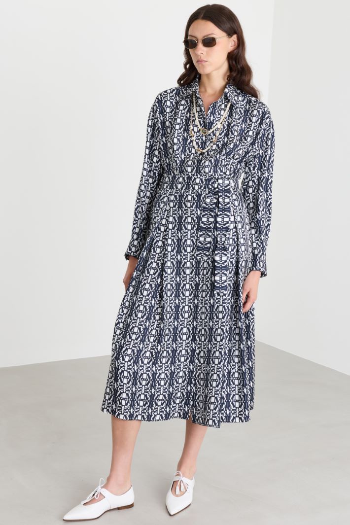 Printed twill shirt dress - BLUE - Intrend - 2
