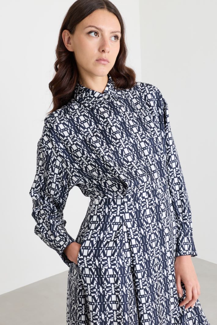 Printed twill shirt dress - BLUE - Intrend - 3
