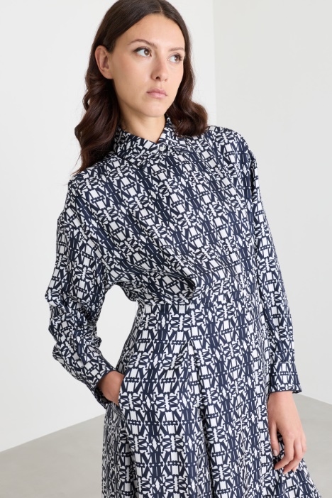 Abito chemisier in twill di pura seta