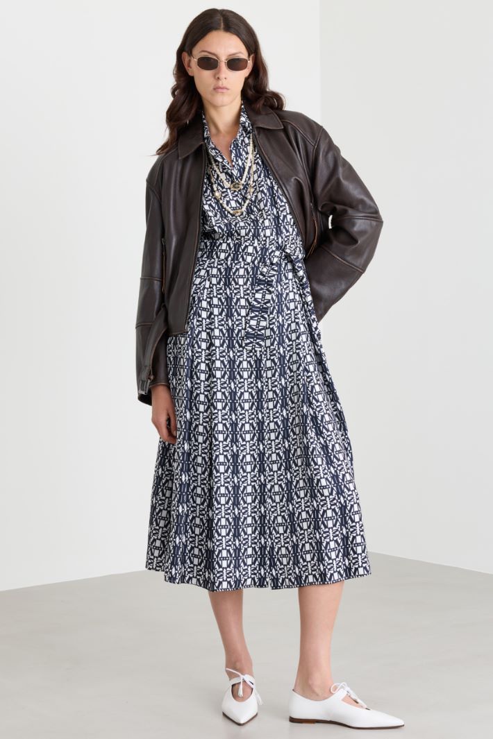 Printed twill shirt dress - BLUE - Intrend
