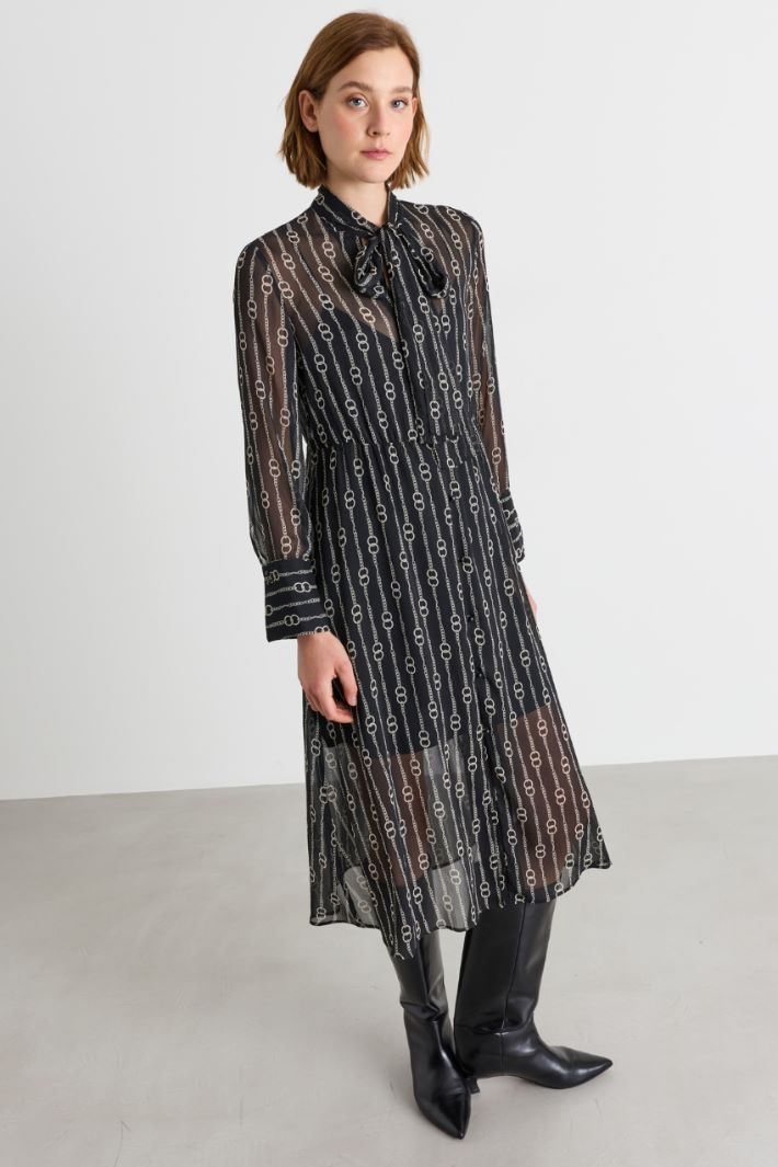 Printed crepon shirt dress - BLACK - Intrend - 2