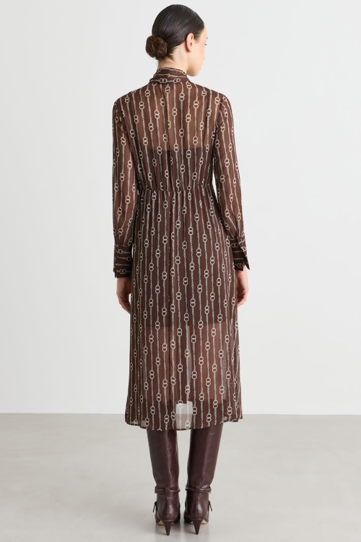 Printed crepon shirt dress - BROWN - Intrend - 4