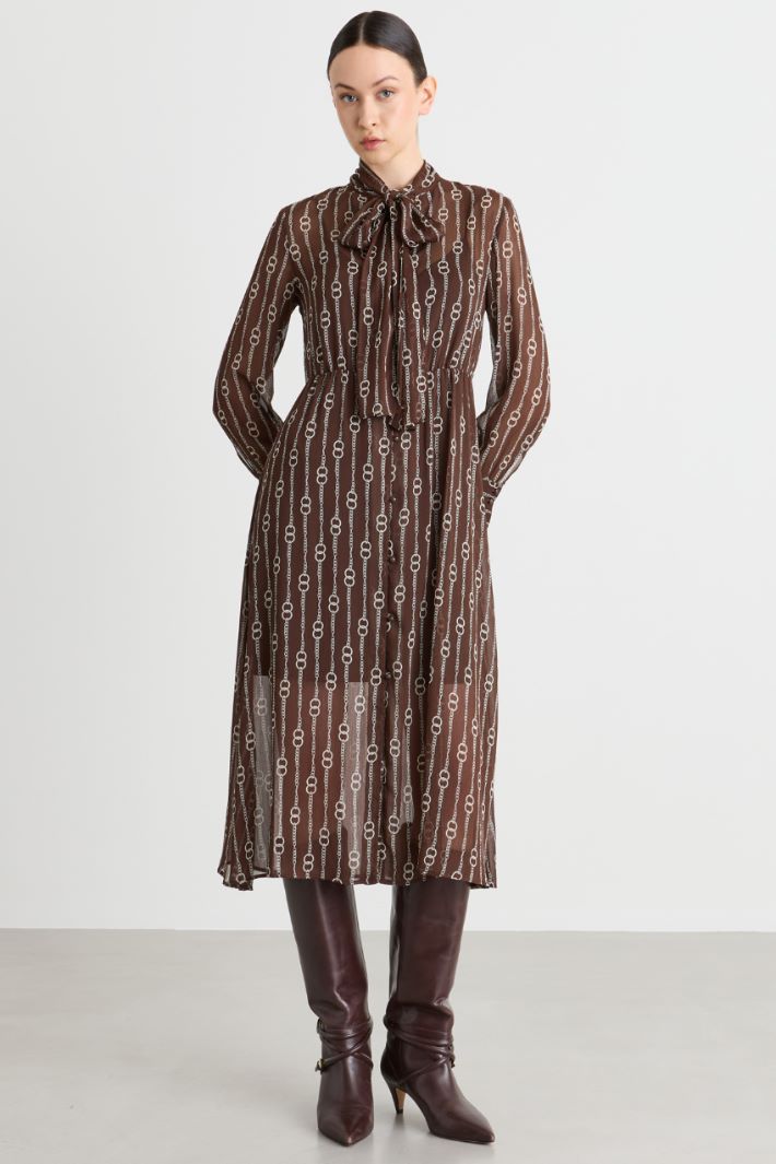 Printed crepon shirt dress - BROWN - Intrend - 2