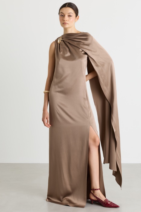 One-shoulder satin dress - Intrend