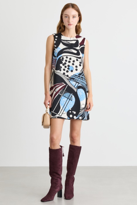 Oversized print sleeveless dress - Intrend