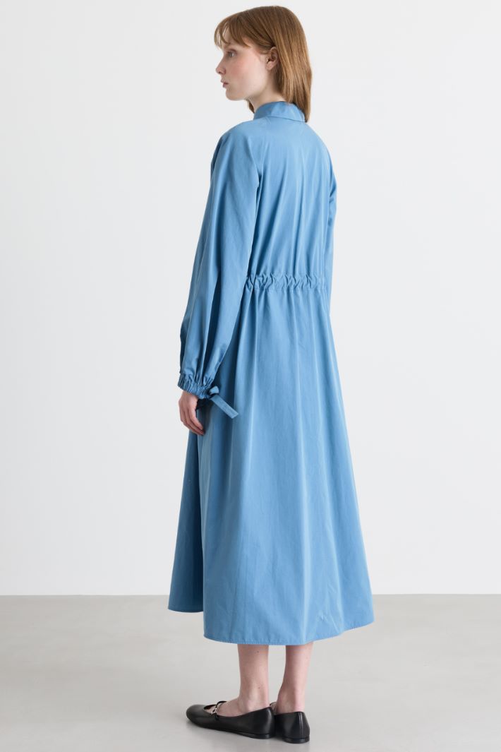Long taffeta shirt dress - LIGHT BLUE - Intrend - 4