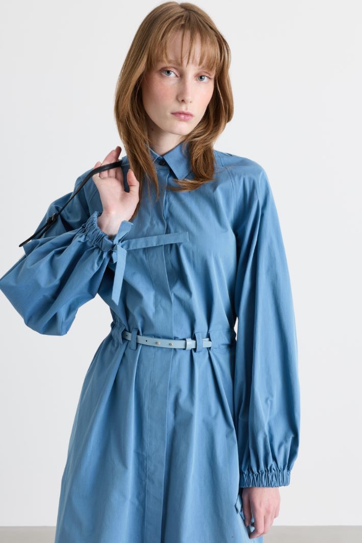 Long taffeta shirt dress - LIGHT BLUE - Intrend - 2