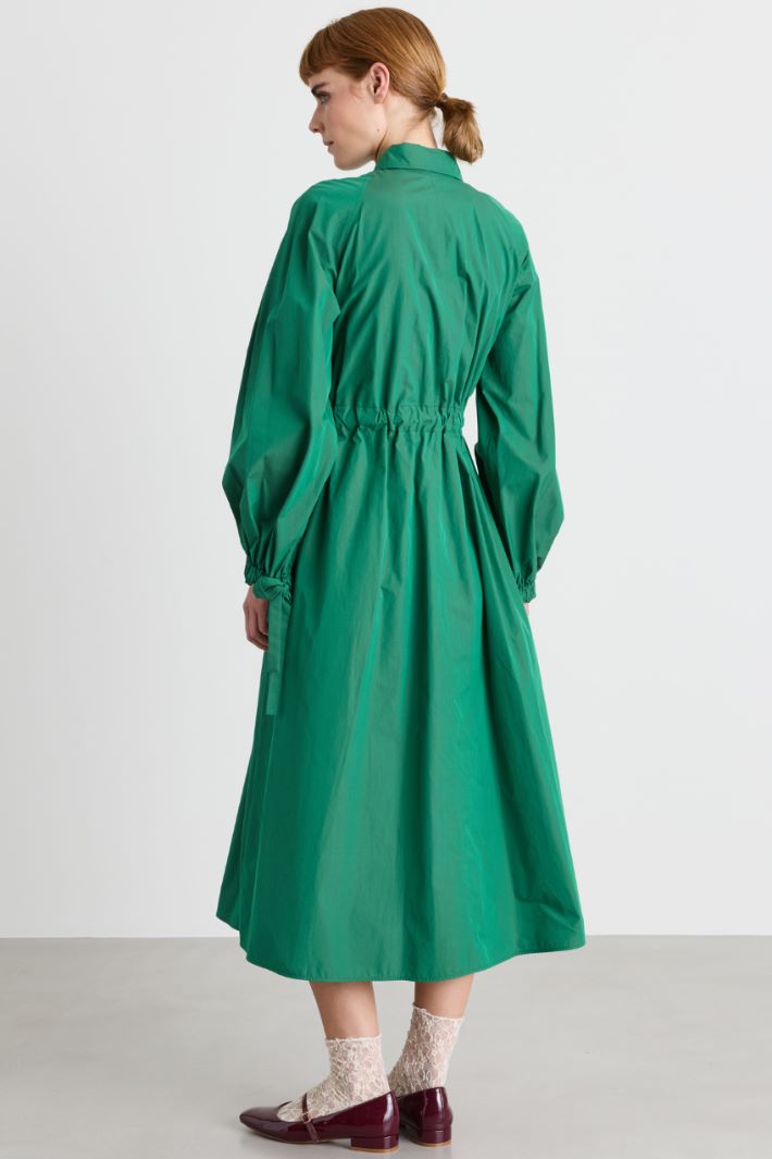 Long taffeta shirt dress - GREEN - Intrend - 4