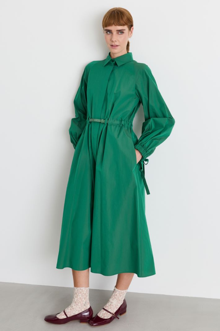 Long taffeta shirt dress - GREEN - Intrend - 2