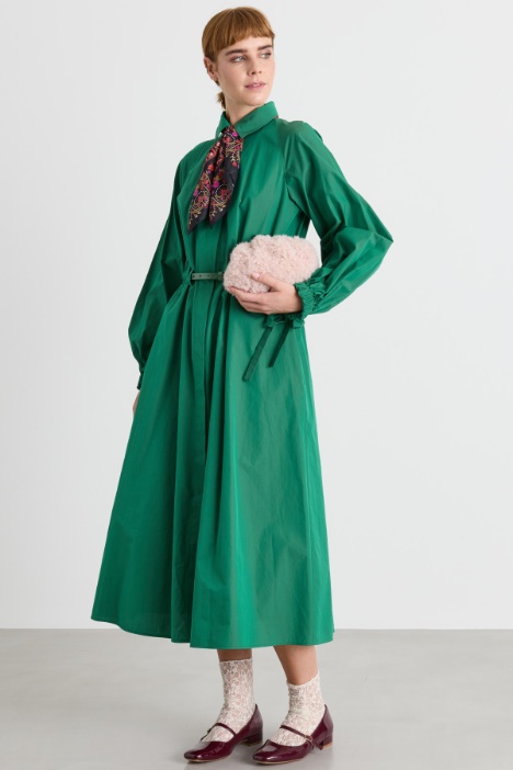 Long taffeta shirt dress - Intrend