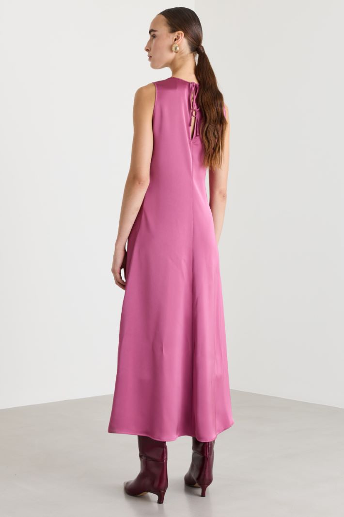Flowing satin dress - PINK - Intrend - 4