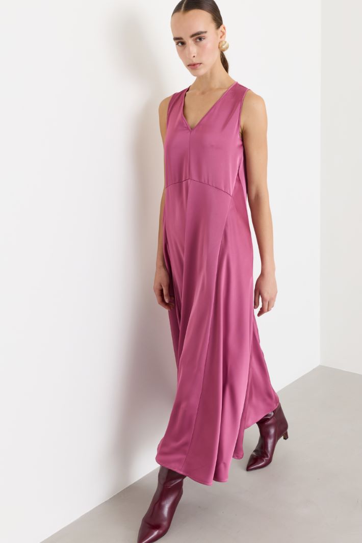 Flowing satin dress - PINK - Intrend - 2