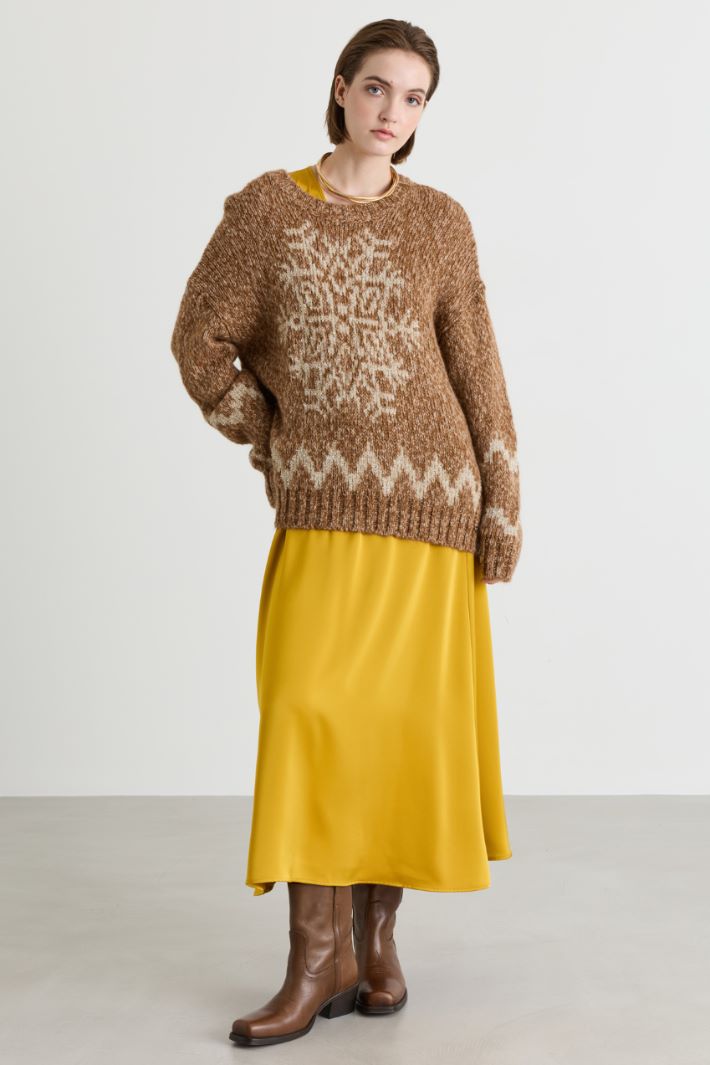 Flowing satin dress - YELLOW - Intrend